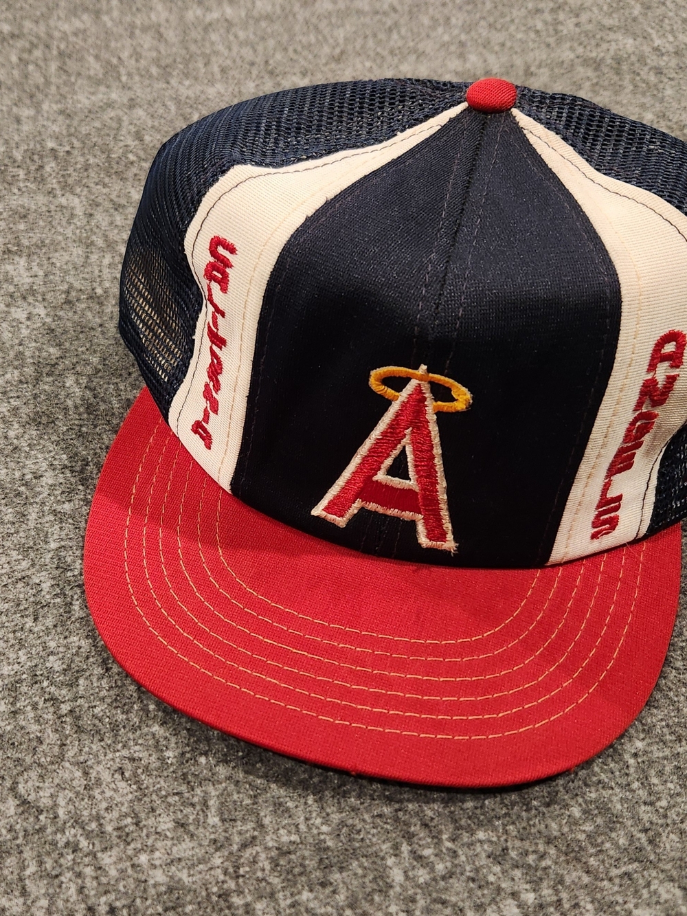 Vintage 80s California Angels Annco Trucker Hat Snapback Mesh Cap MLB Retro Rare